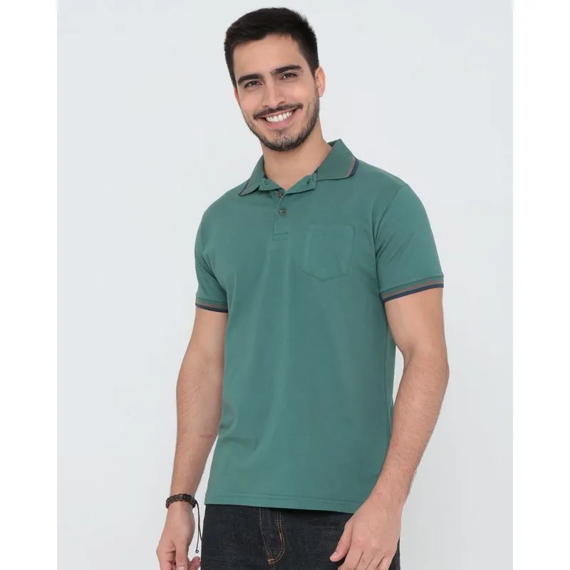 Polo Masculina Bolso Verde Escuro M