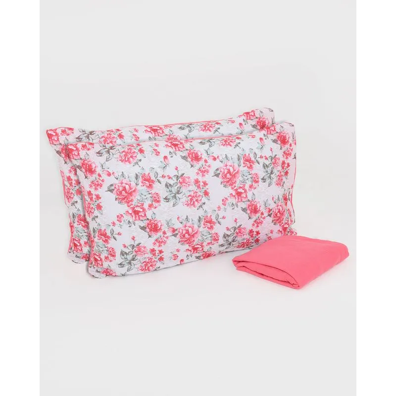 Jogo de Cama Casal 3 Peças Slim Edromania Floral Rosa UN