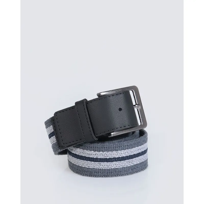 Cinto Masculino Casual Lona Com Fivela Listrado Cinza M