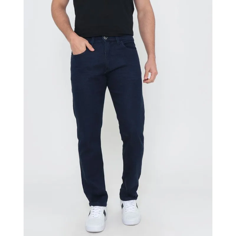 Calça Jeans Moletom Masculina Slim Azul Marinho 42