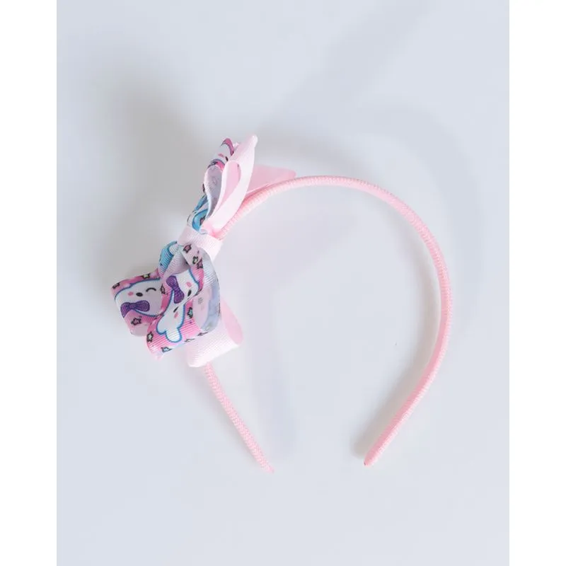 Tiara Infantil Lacinho Estampado Nuvens Rosa Claro UN