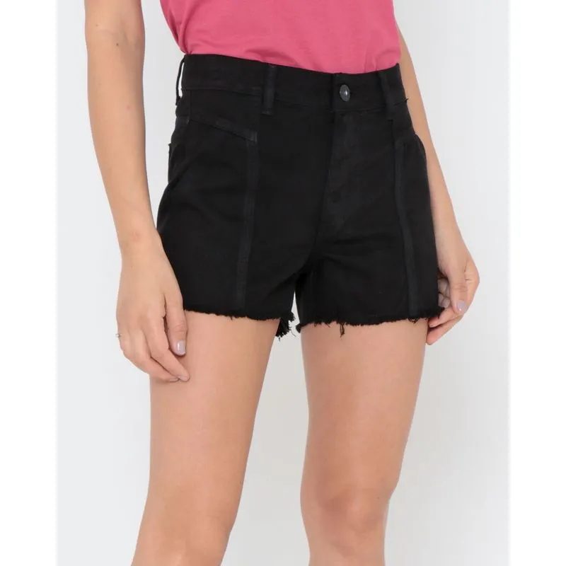 Short Sarja Feminino Barra Desfiada Preto 44