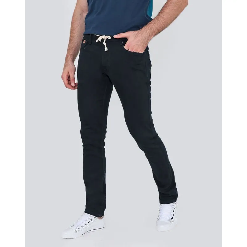 Calça Masculina Sarja Com Cordão Azul Marinho 44