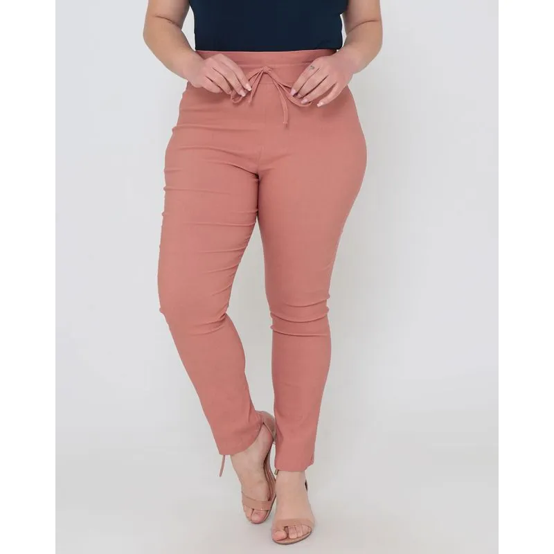 Calça Feminina Plus Size Bengaline Clochard Rosa G1