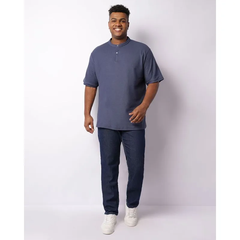 Calça Jeans Plus Size Masculina Com Bolsos Azul 50