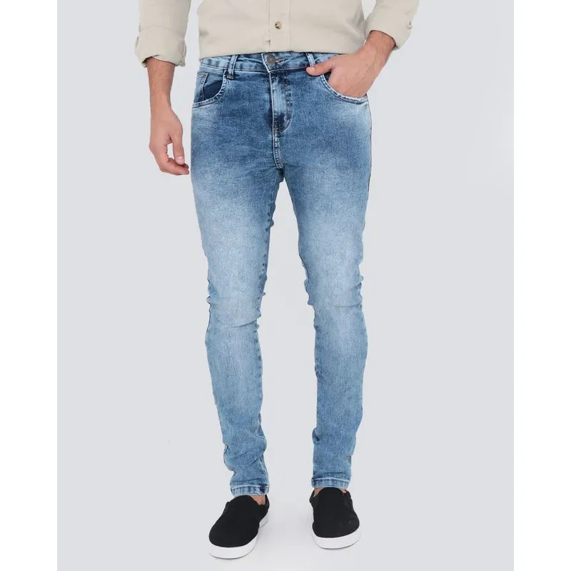 Calça Jeans Masculina Skinny Denim Azul Claro 38