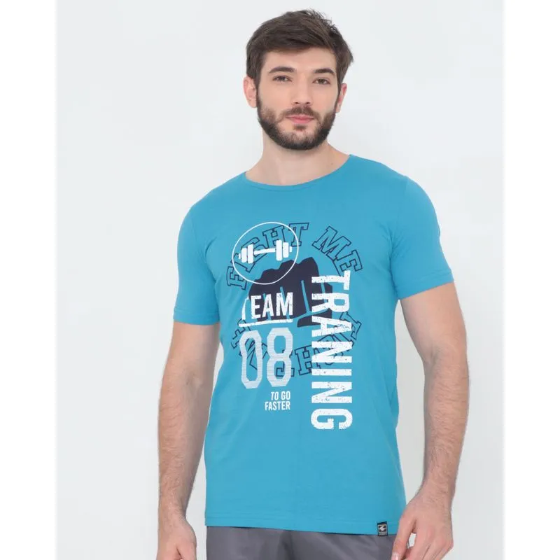 Camiseta Esportiva Estampa Frontal Azul M