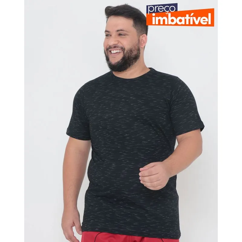 Camiseta Masculina Plus Size Flamê Preta G1