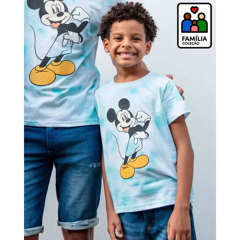 Camiseta Infantil Mickey Tie Dye Disney Azul 6