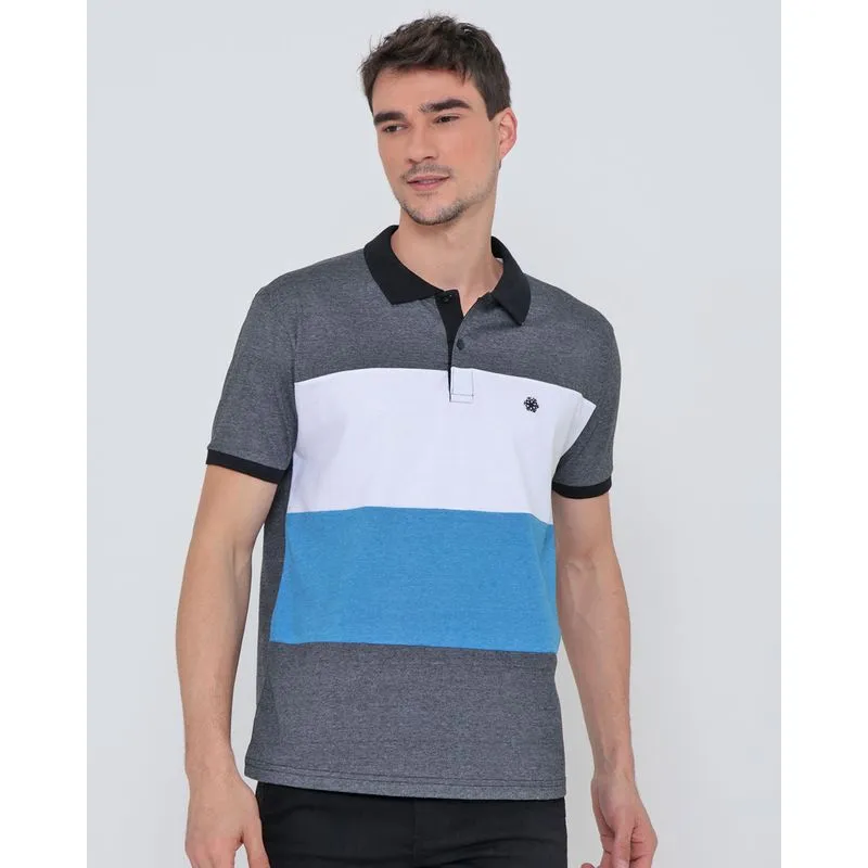 Polo Masculina Estampa Listrada Mescla Cinza M