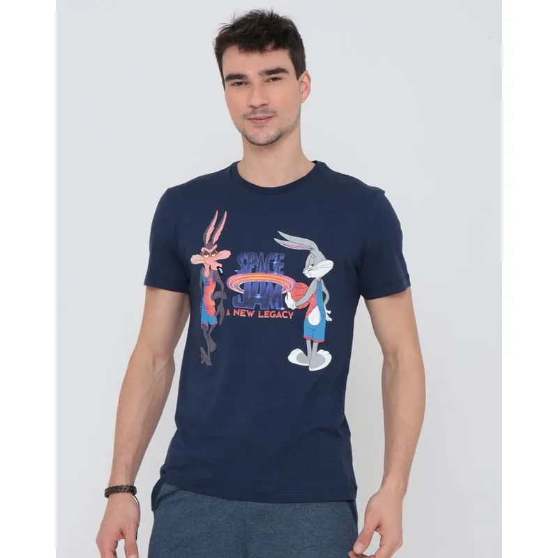 Camiseta Estampa Space Jam Azul Marinho M