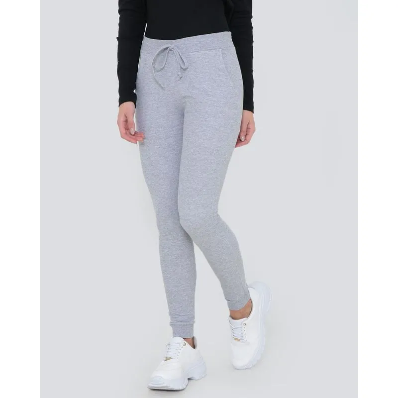 Calça Feminina Moletinho Jogger Cinza P
