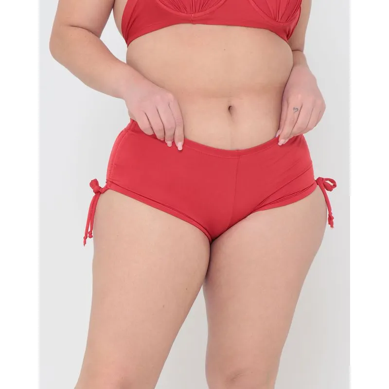 Biquíni Avulso Calcinha Plus Size Lateral Franzida Vermelho 48