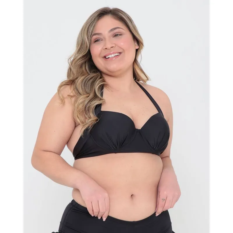 Biquíni Avulso Top Plus Size Frente Única Preto 48