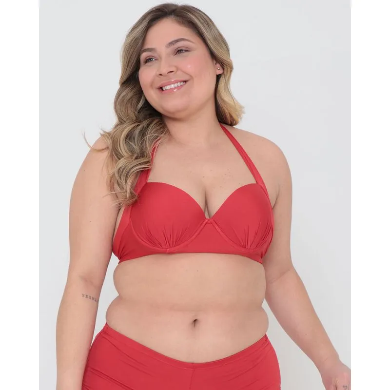 Biquíni Avulso Top Plus Size Frente Única Vermelho 48