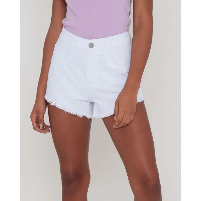 Short Jeans Barra Desfiada Branco 38
