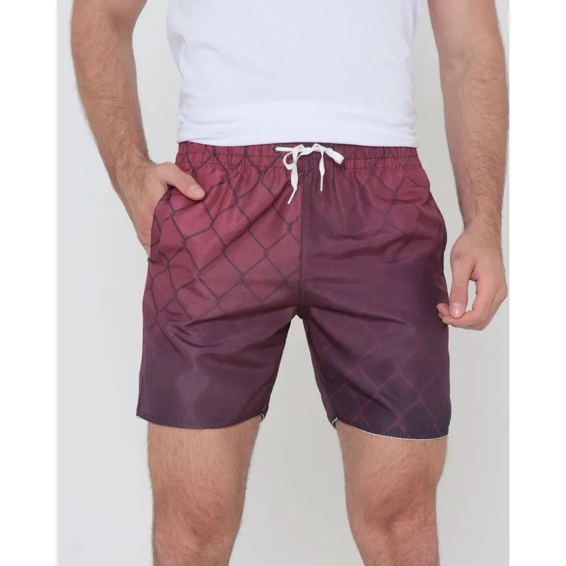 Bermuda Surf Masculina Estampa Geométrica Vinho M