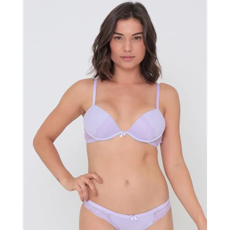Sutiã Push Up Avulso Com Bojo Renda Lilás 44