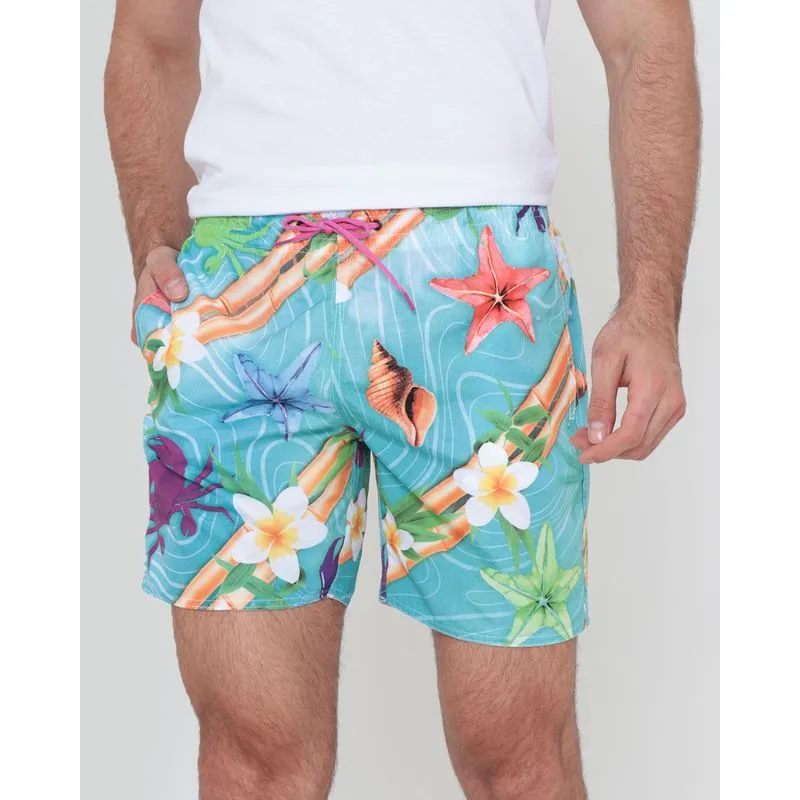 Bermuda Surf Masculina Estampa Frutos do Mar Verde GG