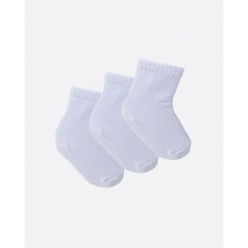 Kit 3 Pares de Meias Bebê Básicas Branco 13 A 15