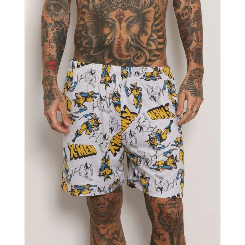 Samba Canção Masculina Marvel Estampa Wolverine Mescla Cinza M