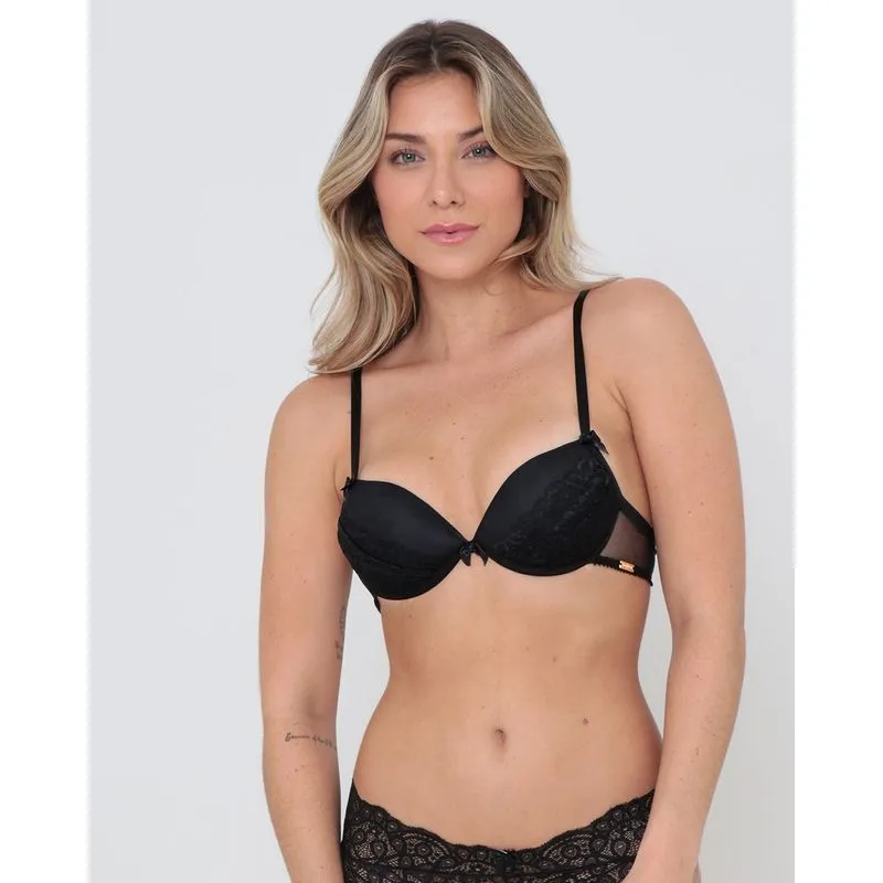 Sutiã Push Up Avulso Tule e Renda Preto GG