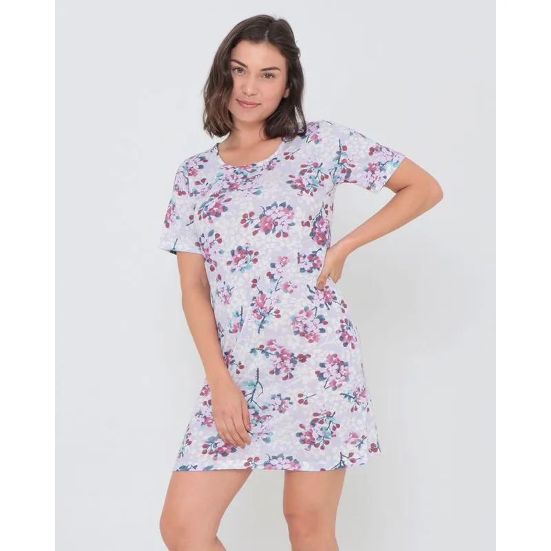 Camisola Estampada Floral Manga Curta Lilás M