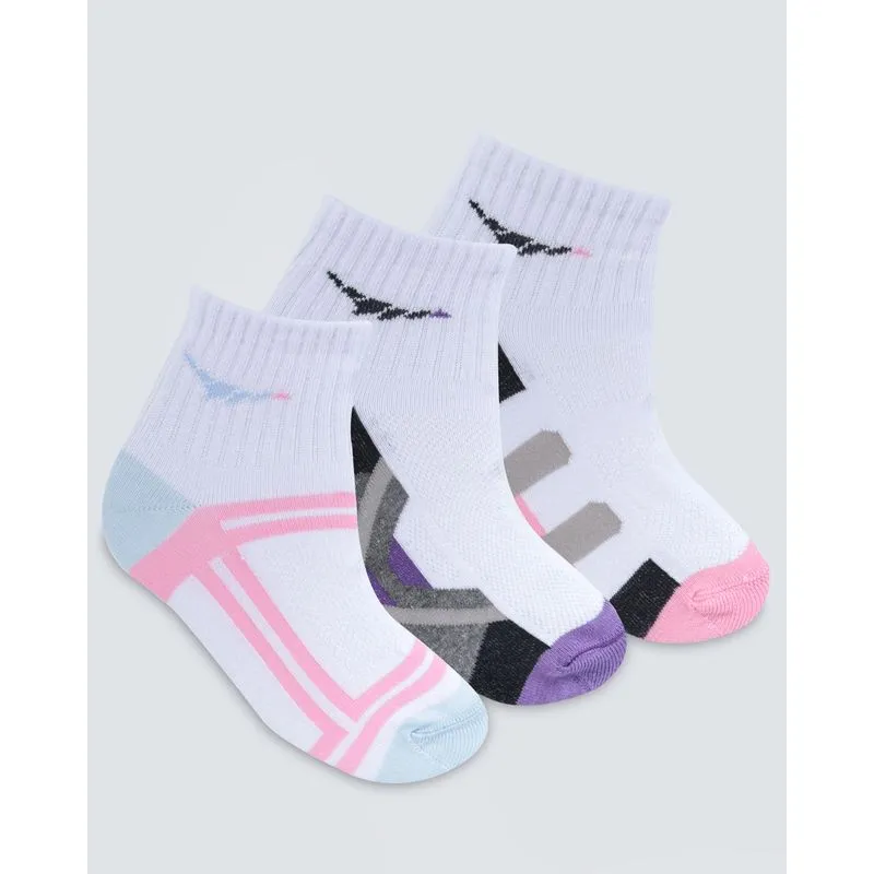 Kit 3 Pares De Meias Infantil Estampadas Rosa, Roxo e Azul 26 A 29