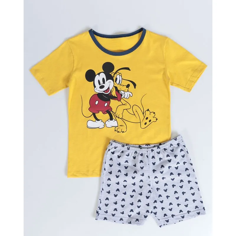 Pijama Bebê Curto Mickey e Pluto Disney Mostarda 2