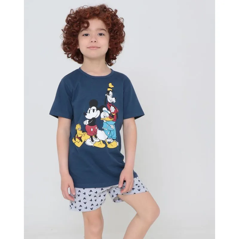 Pijama Infantil Curto Mickey Mouse Disney Azul Marinho 4