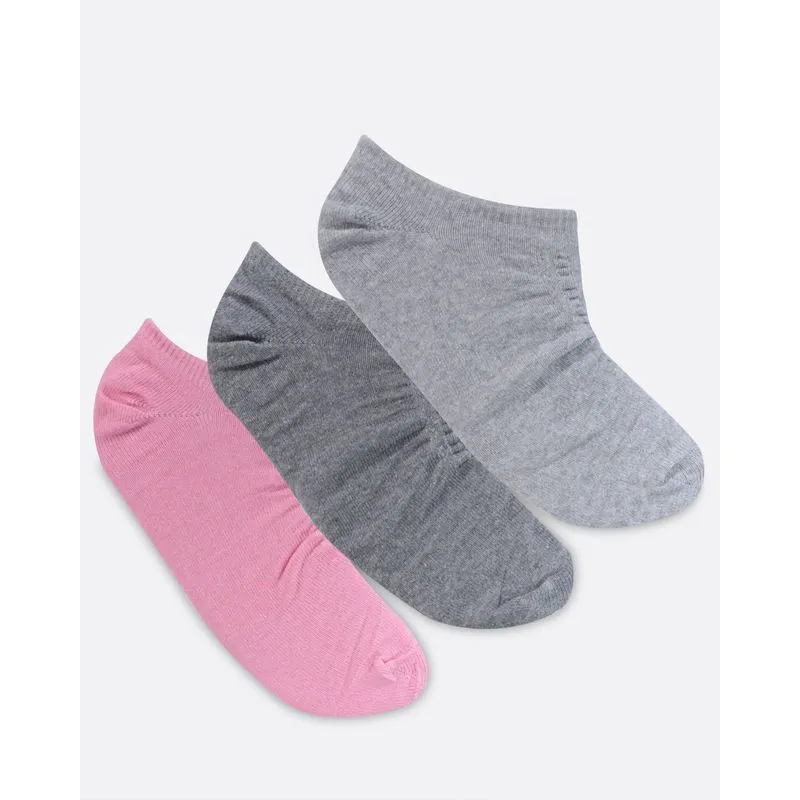 Kit 3 Pares De Meias Sapatilha Cinza E Rosa 34 A 39