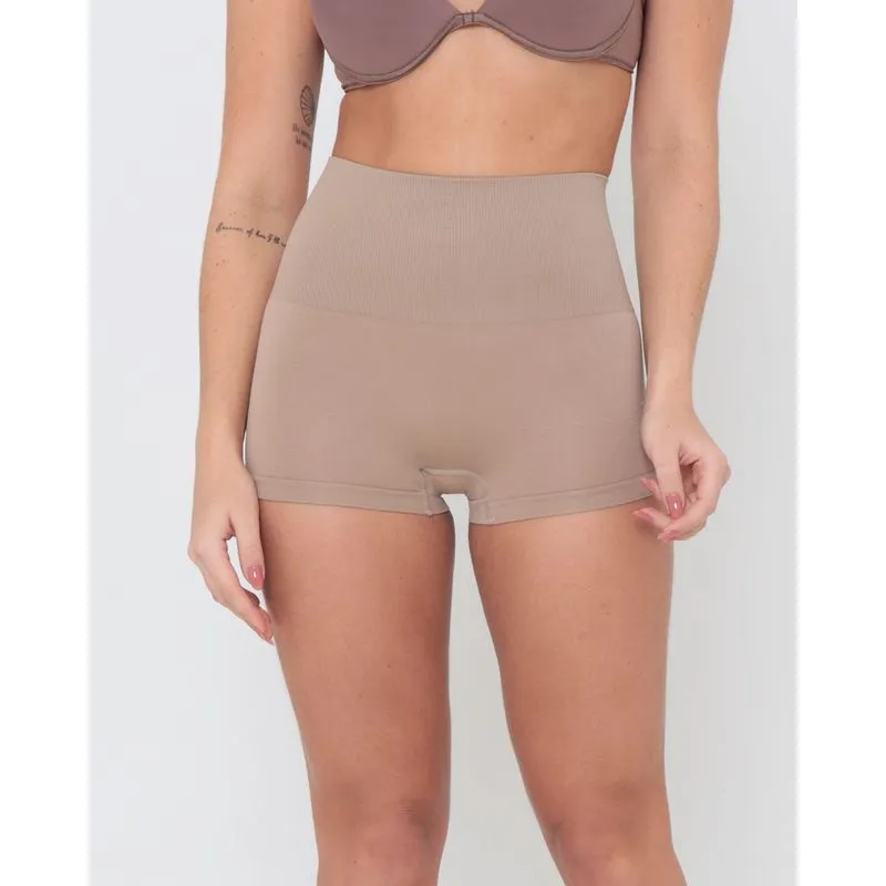 Calcinha Modeladora Avulsa Boxer Alta Lisa Bege P