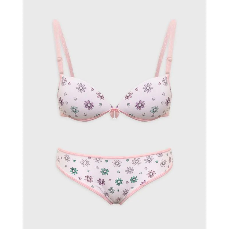 Conjunto Lingerie Juvenil Bojo Estampa Flor Rosa 16