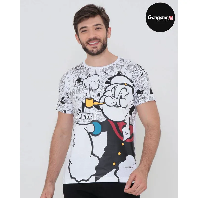 Camiseta Estampa Popeye Gangster Branca M