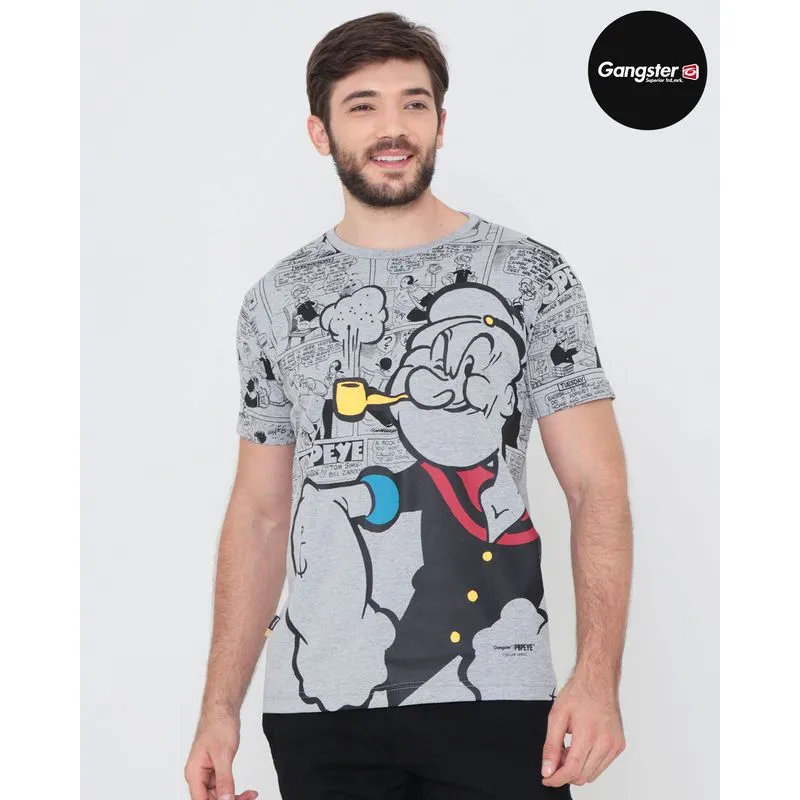 Camiseta Estampa Popeye Gangster Cinza P
