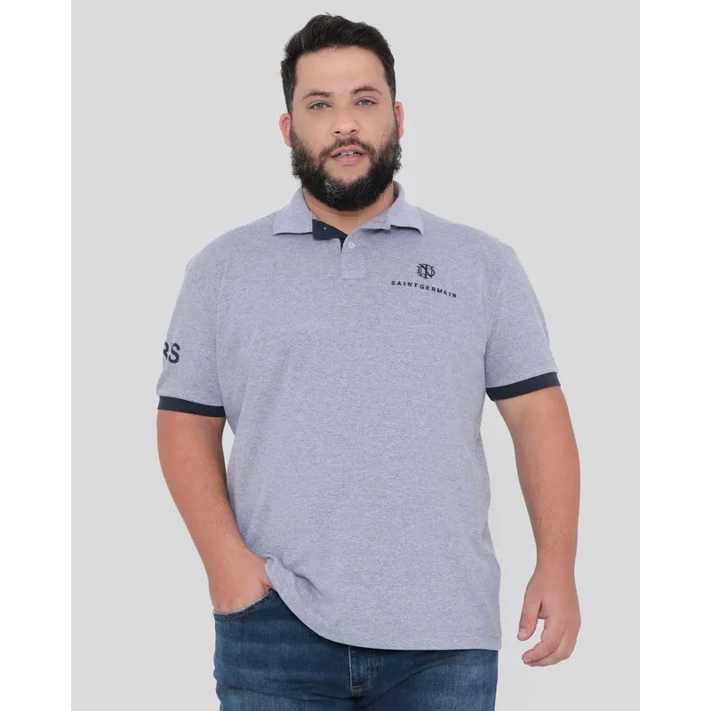 Polo Piquet Plus Size Cinza Claro G2