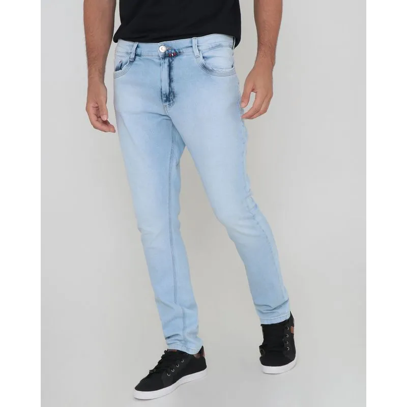 Calça Jeans Masculina Slim Azul Claro 46
