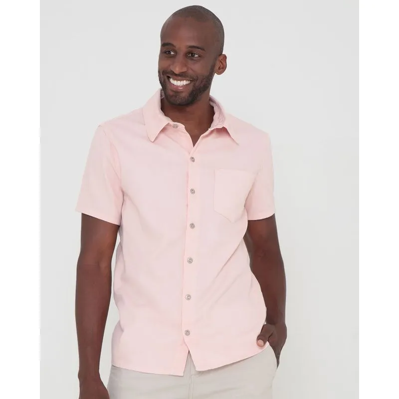 Camisa Masculina Sarja Manga Curta Rosa M