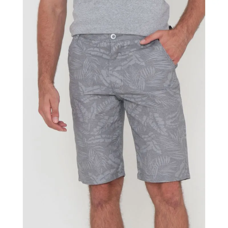 Bermuda Masculina Sarja Floral Cinza 36