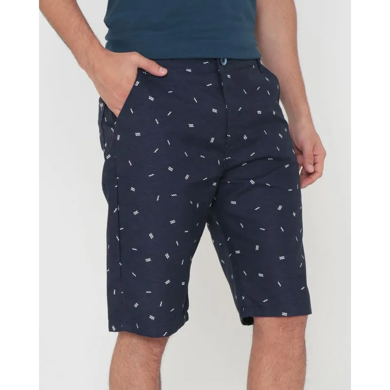 Bermuda Sarja Estampada Marinho 38