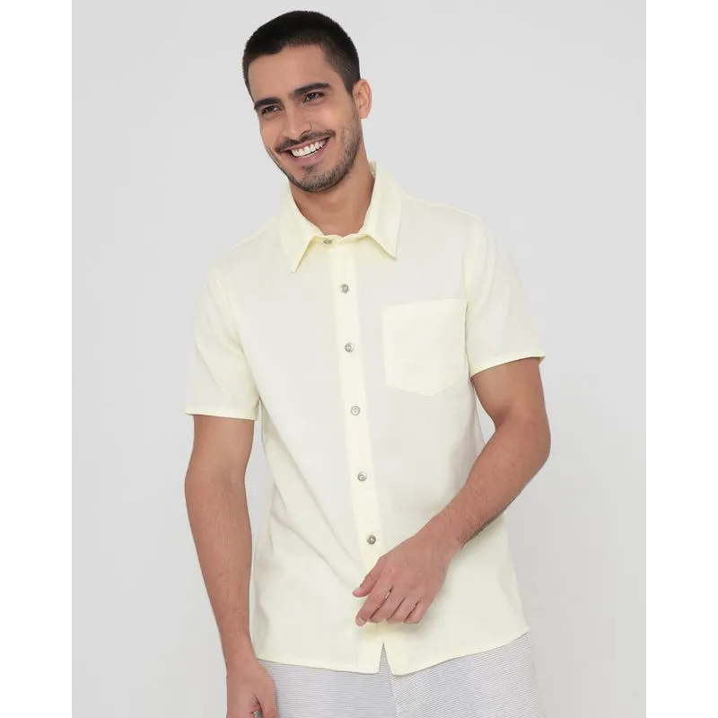 Camisa Jeans Masculina Manga Curta Amarela G