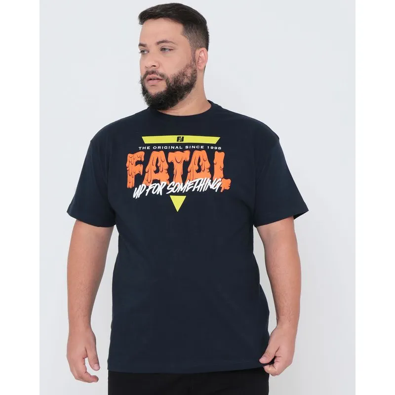 Camiseta Plus Size Fatal Estampada Azul Marinho G3