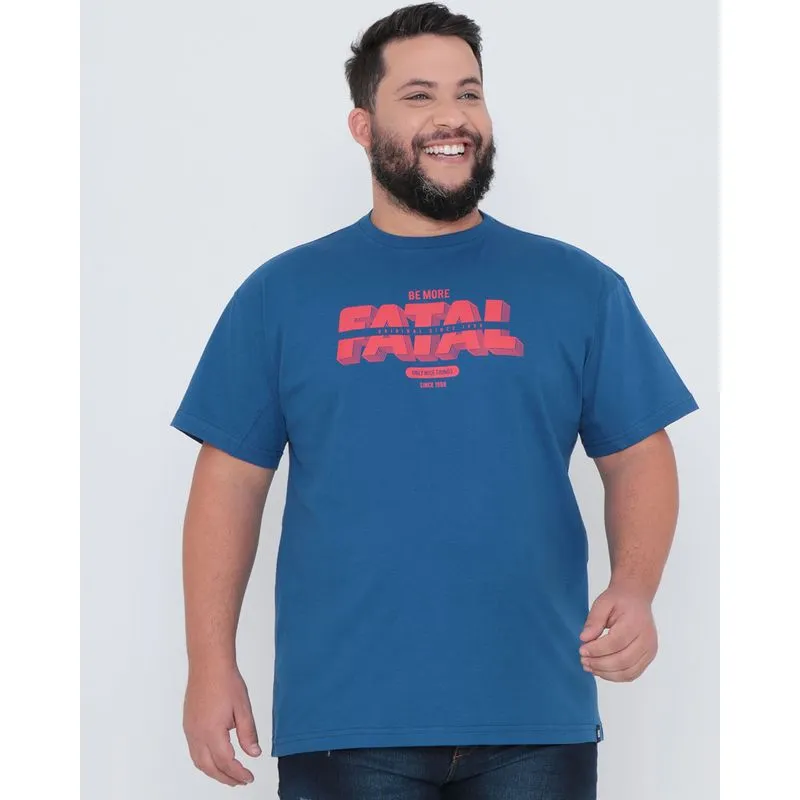 Camiseta Plus Size Fatal Estampada Azul G2