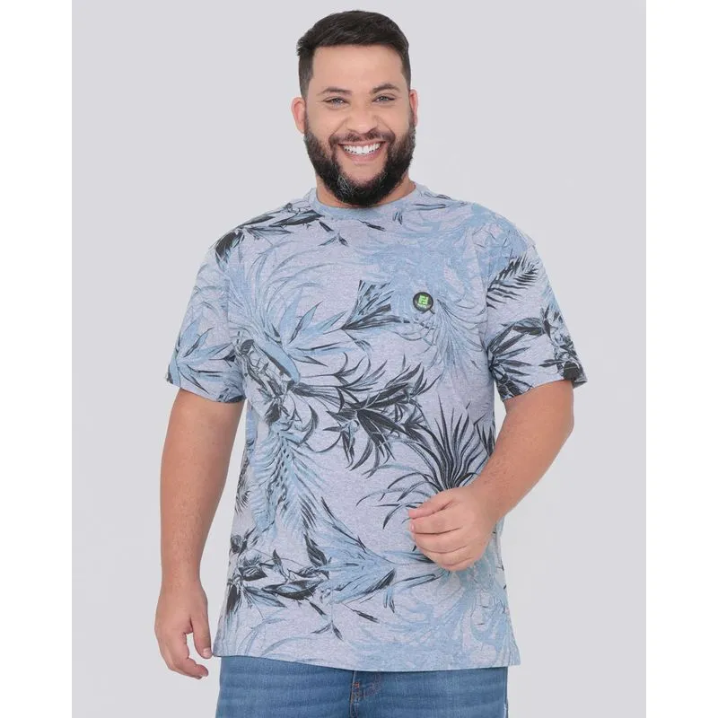 Camiseta Plus Size Fatal Floral Cinza G1