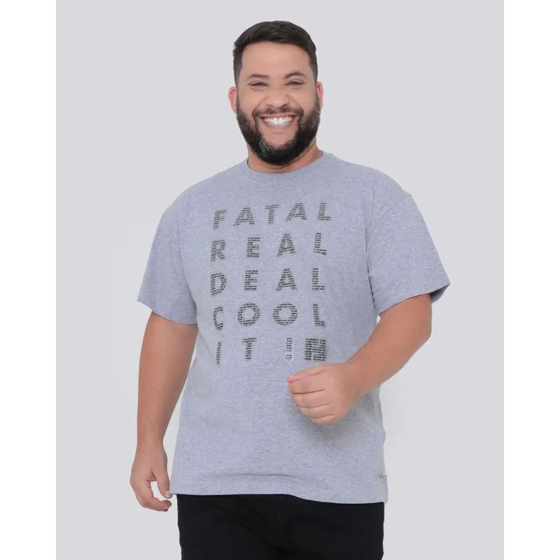 Camiseta Plus size Fatal Estampada Mescla Cinza G2
