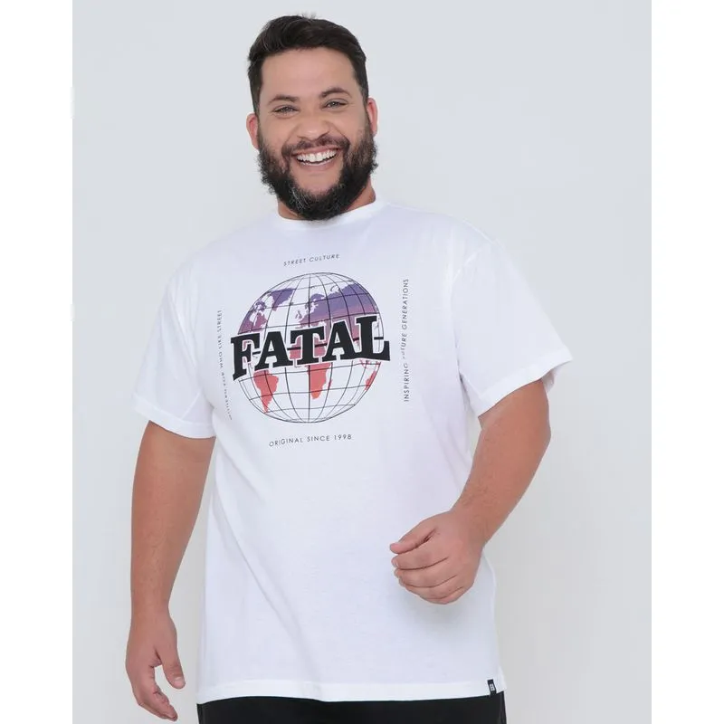 Camiseta Plus Size Estampa Fatal Street Culture Branca G2