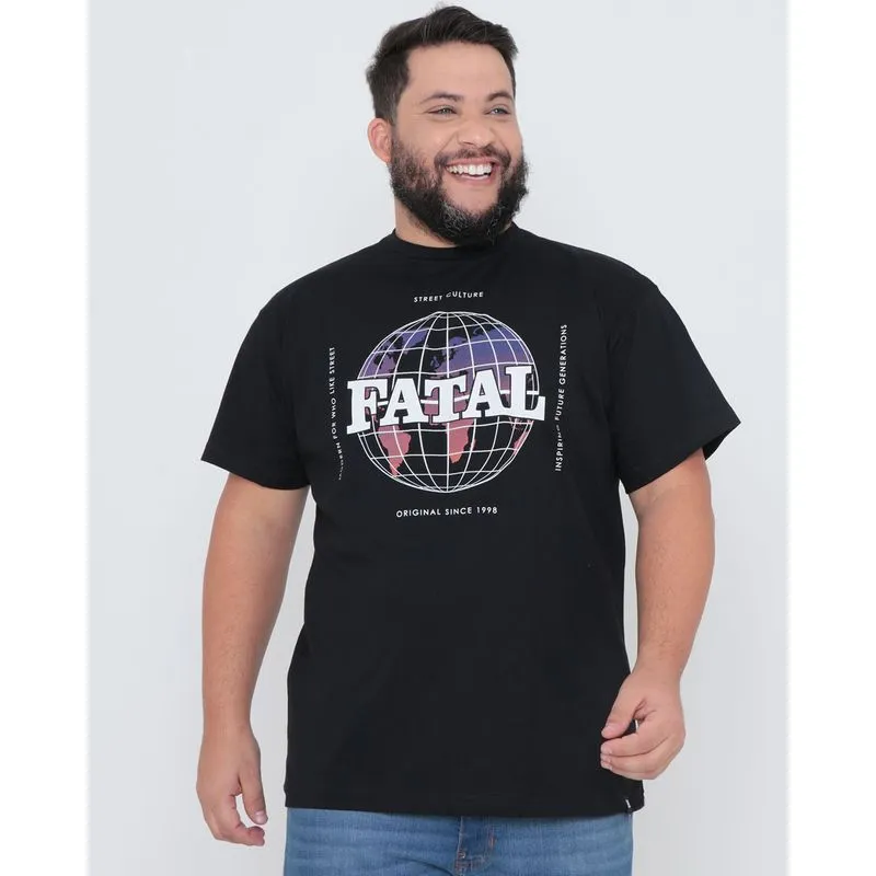 Camiseta Plus Size Estampa Fatal Street Culture Preta G1