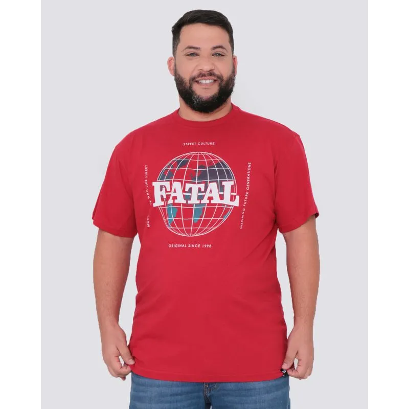 Camiseta Plus Size Estampa Fatal Street Culture Vermelho G1