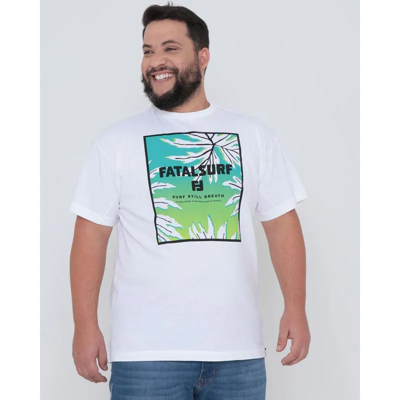 Camiseta Plus Size Estampa Fatal Surf Branca G2
