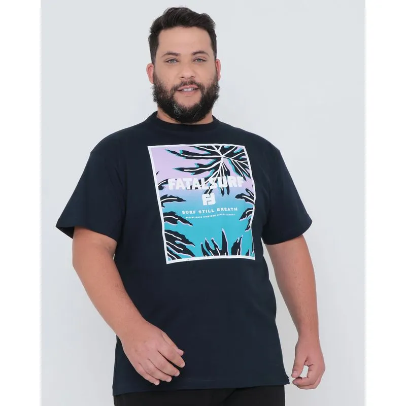 Camiseta Plus Size Estampa Fatal Surf Azul Marinho G3